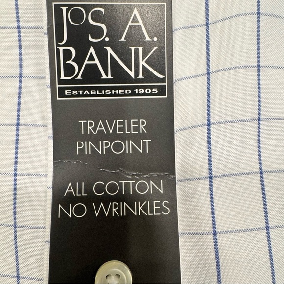 Jos. A. Bank Men's Non Iron Button down Shirt Long Sleeves Check Sz 17.5 - Picture 6 of 13